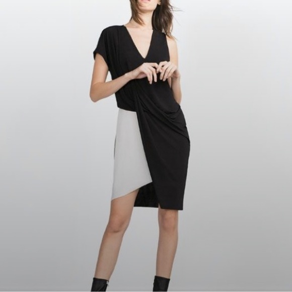 Zara Dresses & Skirts - NWT Zara W&B Collection Asymmetrical Draped Black and White Dress Size Small